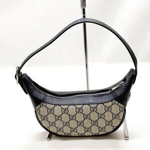 Authentic Gucci Hand Bag Sherry Line Navy Blue PVC mn876-012426